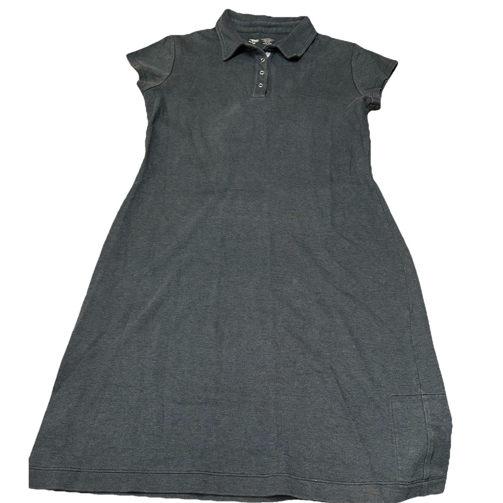Horny Toad Flexcel Cotton Blend Gray Snap Up Collared Midi Dress Women's M - Picture 4 of 9